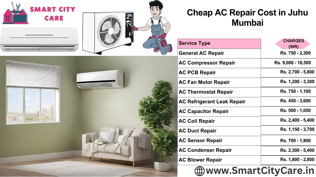 Cheap AC repair Cost list in Juhu, Mumbai
