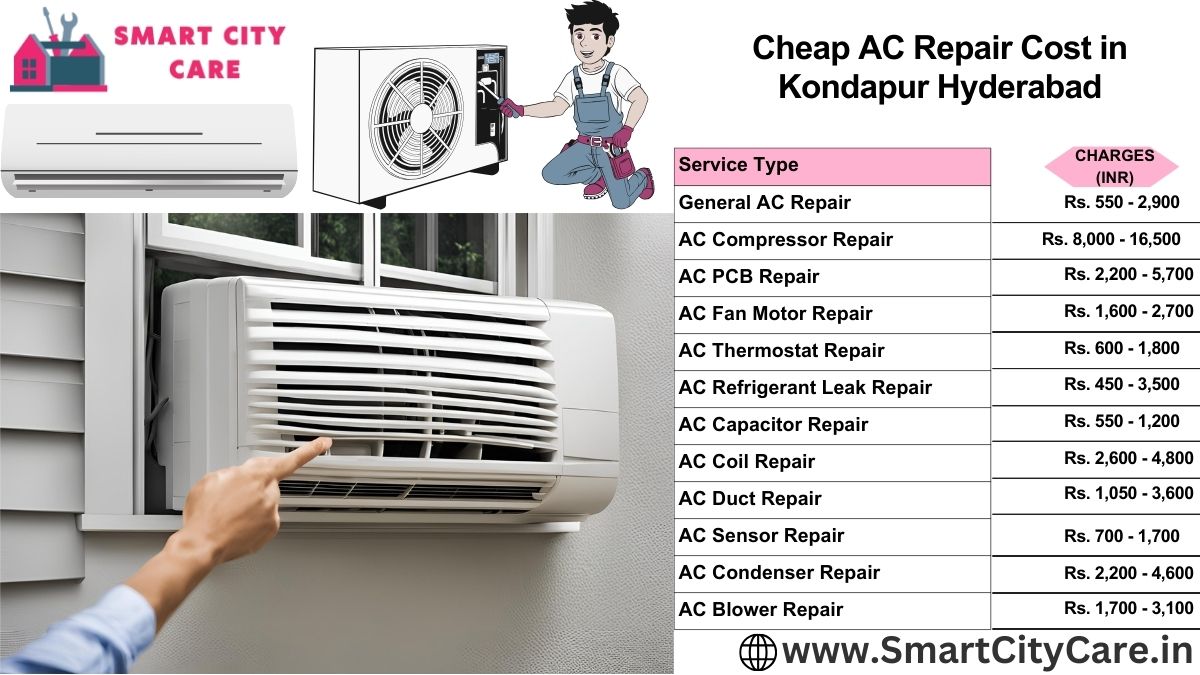 Cheap AC repair Cost list in  Kondapur, Hyderabad