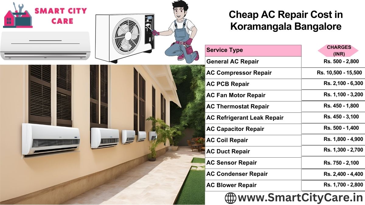 Cheap AC repair Cost list in  Koramangala, Bangalore