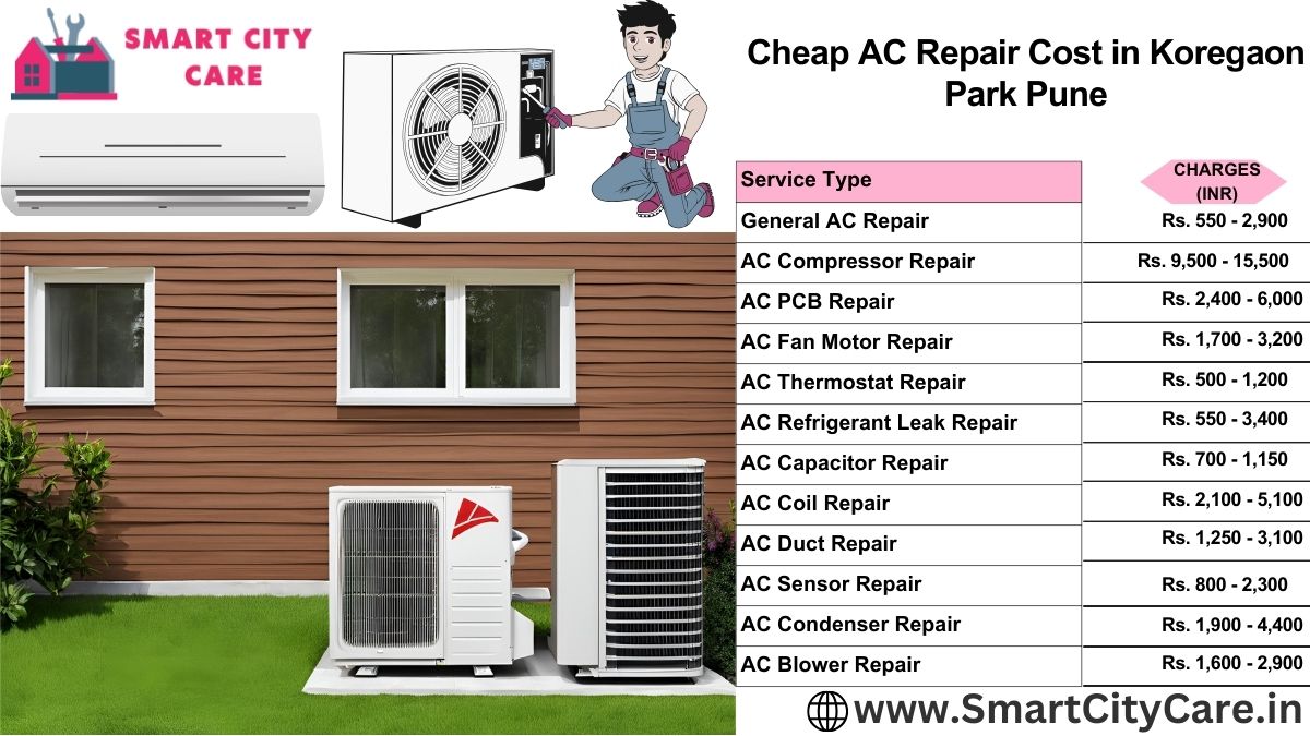 Cheap AC repair Cost list in Koregaon Park, Pune