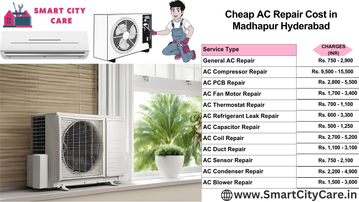 Cheap AC repair Cost list in  Madhapur, Hyderabad