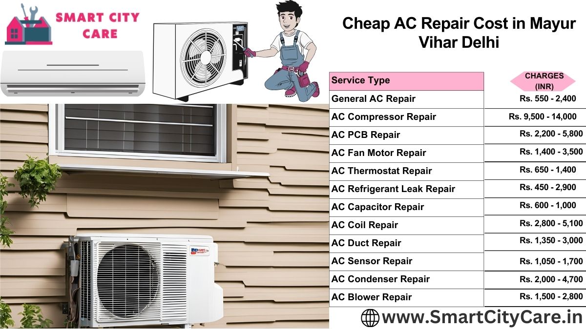 Cheap AC repair Cost list in  Mayur Vihar, Delhi