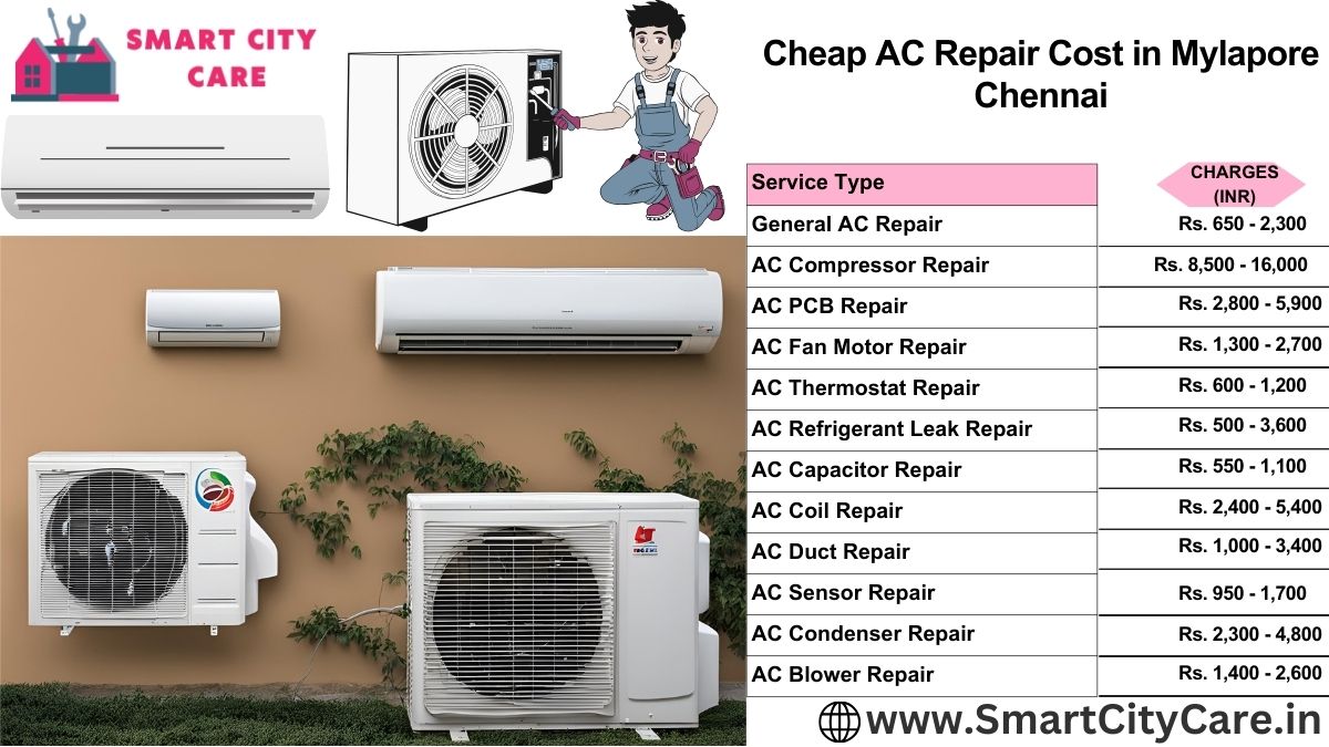 Cheap AC repair Cost list in  Mylapore, Chennai