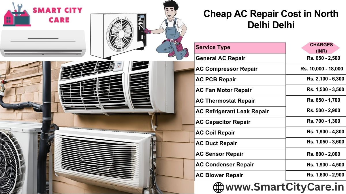 Cheap AC repair Cost list in  North Delhi, Delhi
