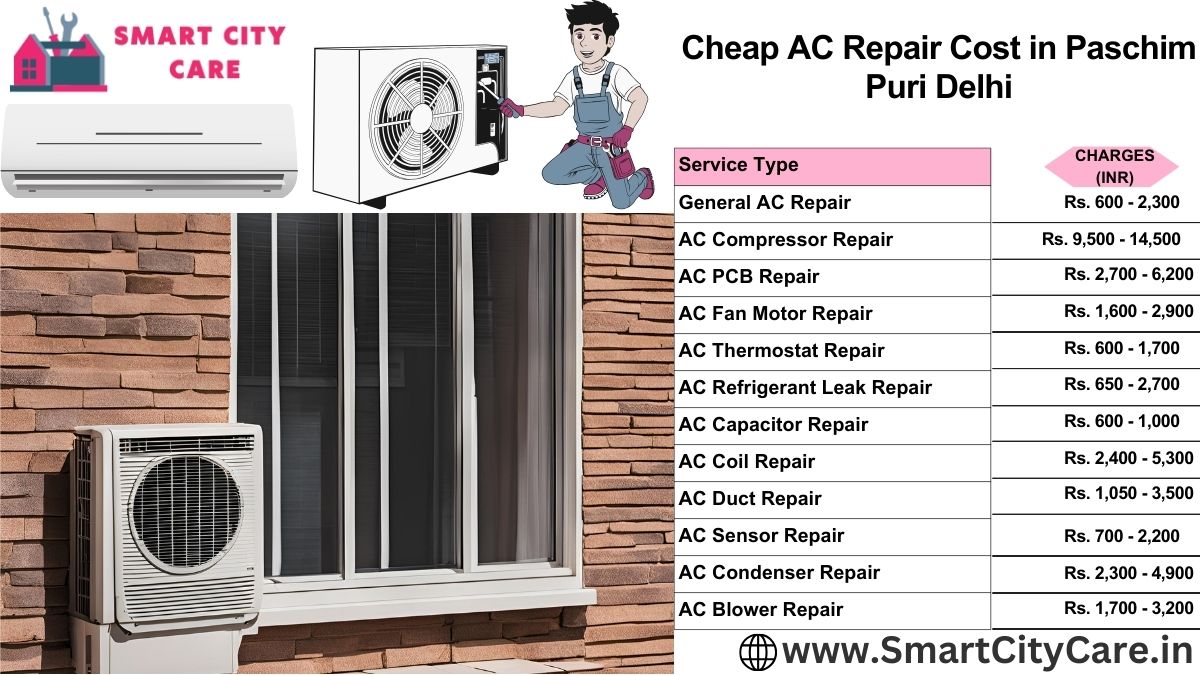 Cheap AC repair Cost list in  Paschim Puri, Delhi