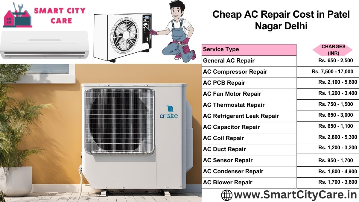 Cheap AC repair Cost list in Patel Nagar, Delhi