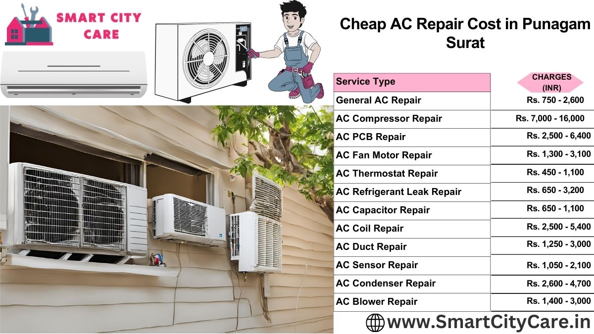 Cheap AC repair Cost list in  Punagam, Surat