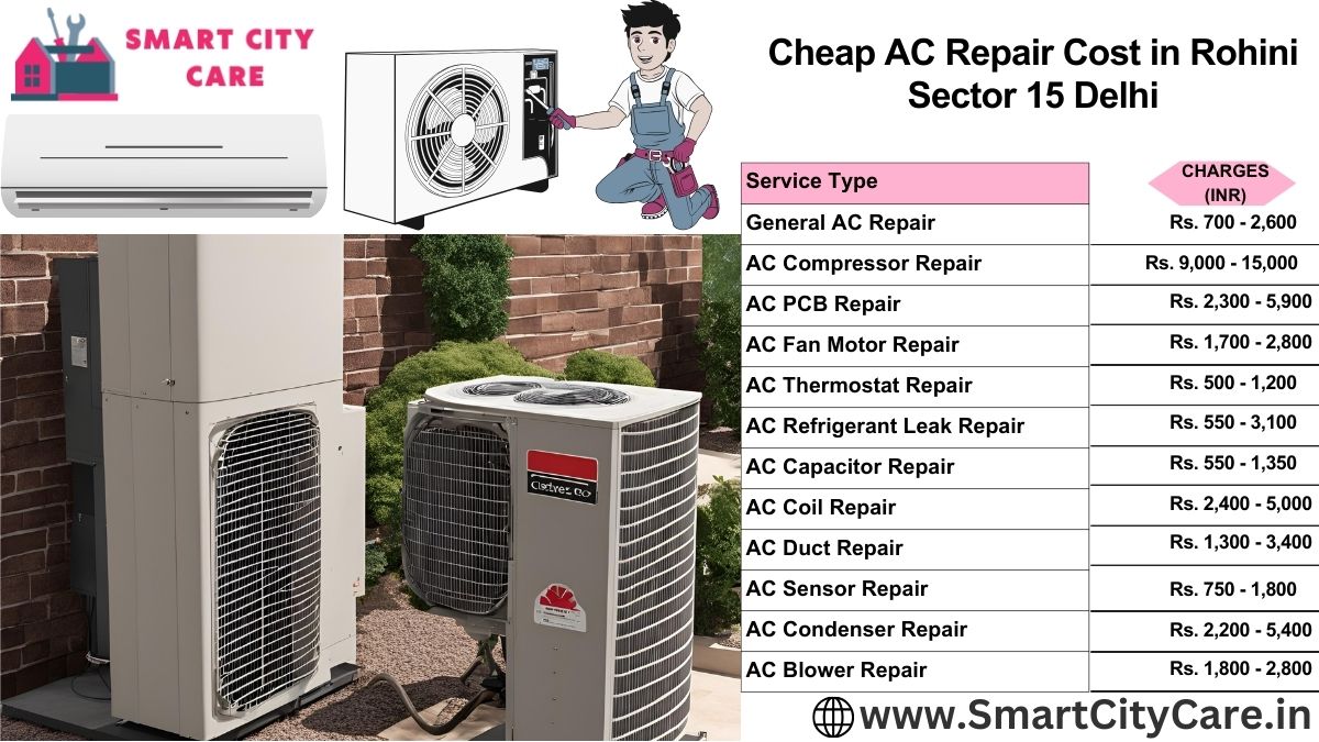 Cheap AC repair Cost list in  Rohini Sector 15, Delhi