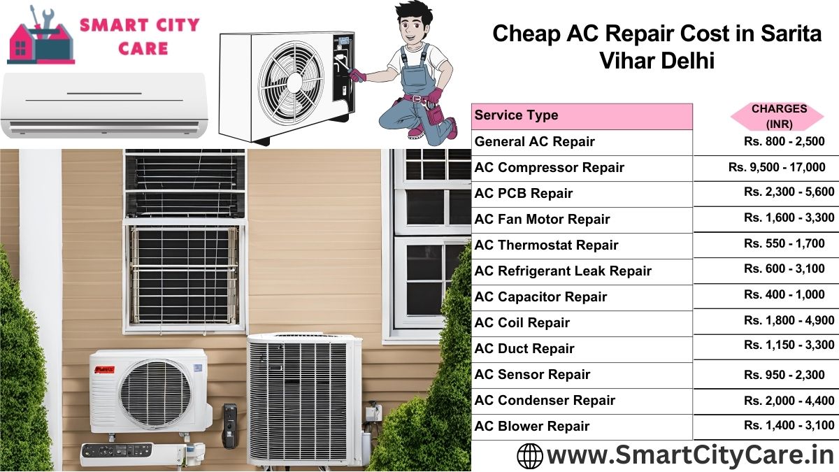 Cheap AC repair Cost list in  Sarita Vihar, Delhi