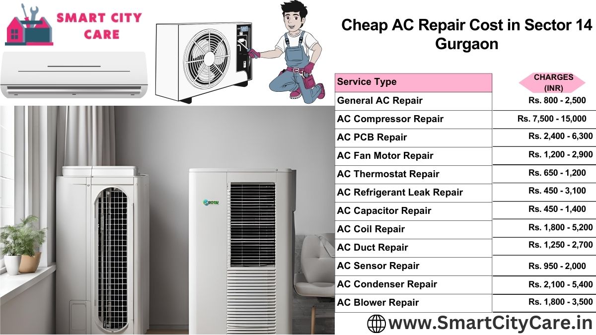 Cheap AC repair Cost list in Sector 14, Gurgaon