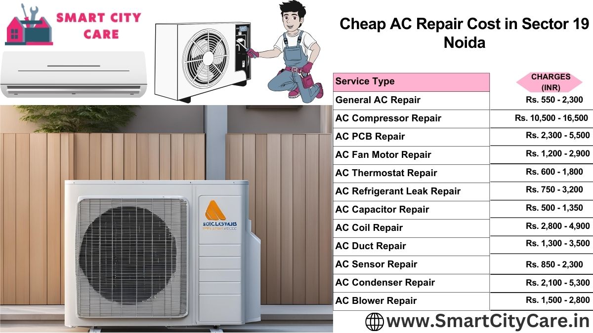 Cheap AC repair Cost list in  Sector 19, Noida