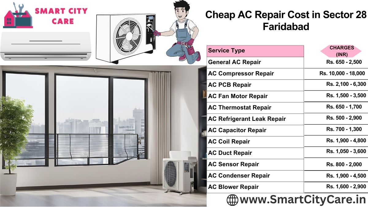 Cheap AC repair Cost list in  Sector 28, Faridabad