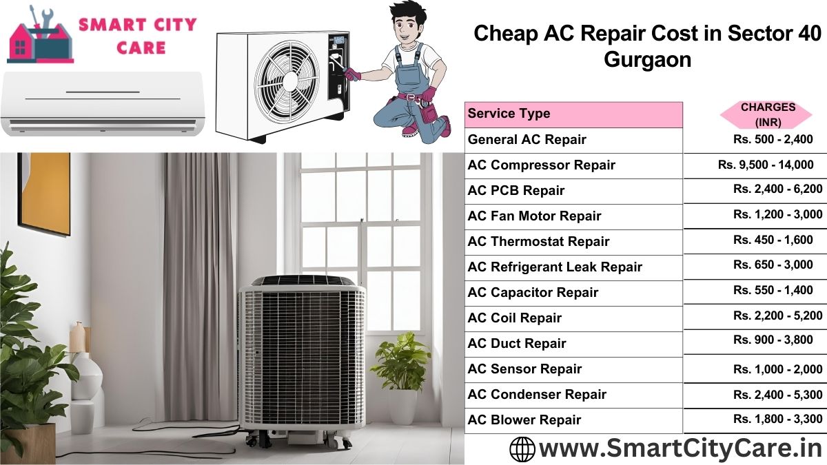 Cheap AC repair Cost list in  Sector 40, Gurgaon