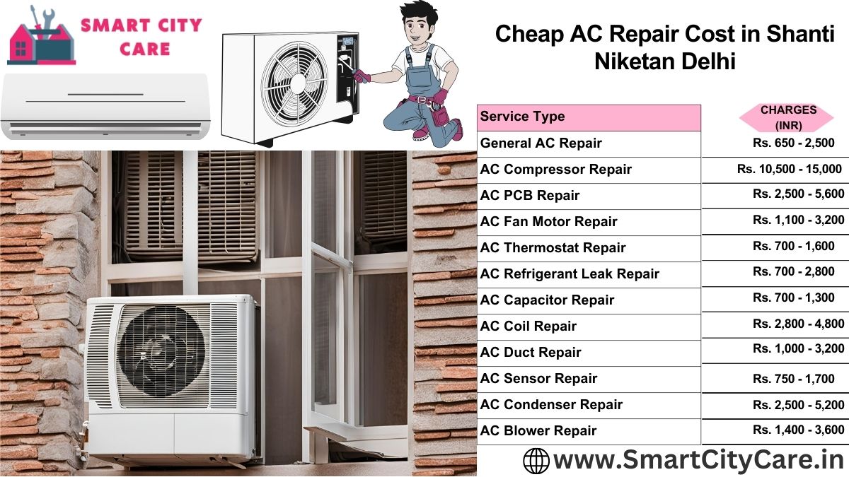 Cheap AC repair Cost list in  Shanti Niketan, Delhi