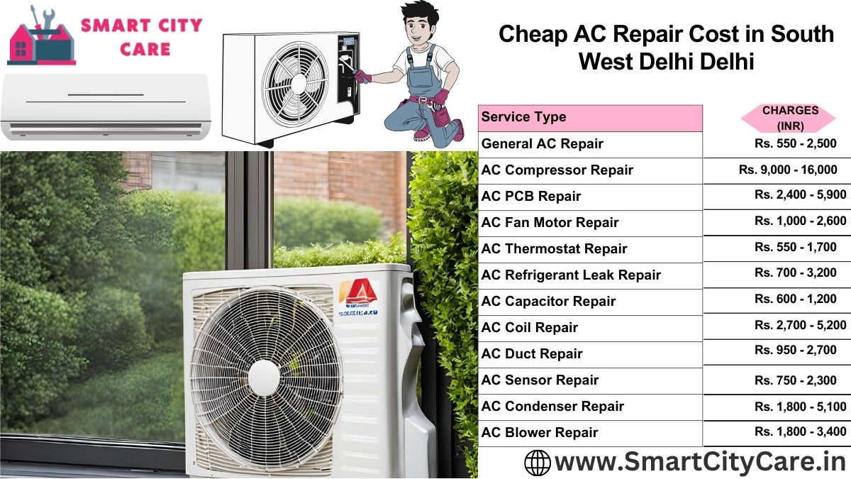 Cheap AC repair Cost list in  South West Delhi, Delhi