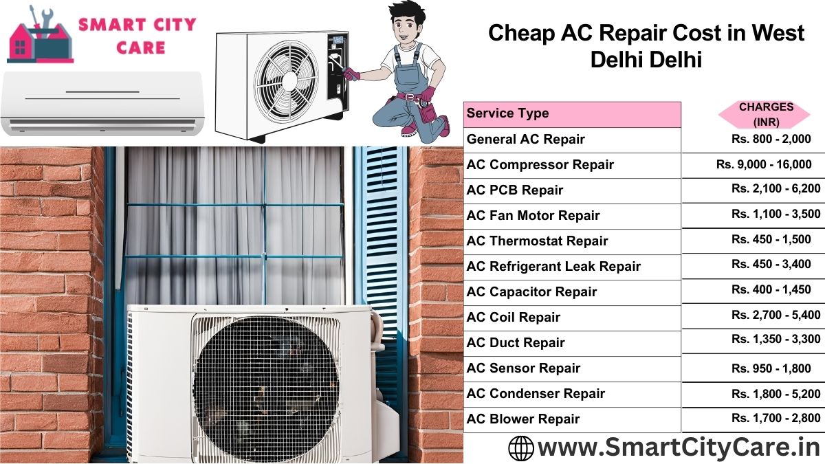 Cheap AC repair Cost list in  West Delhi, Delhi