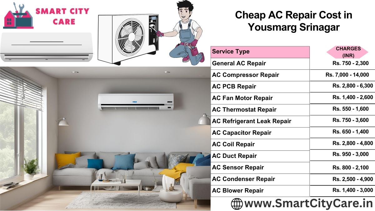 Cheap AC repair Cost list in  Yousmarg, Srinagar