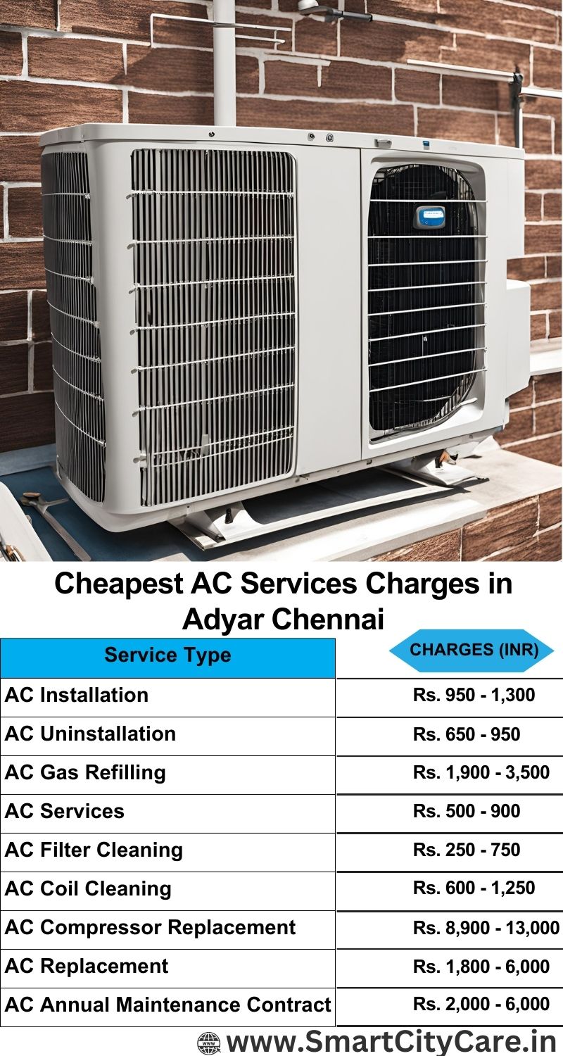 AC Services charges list in  Adyar, Chennai