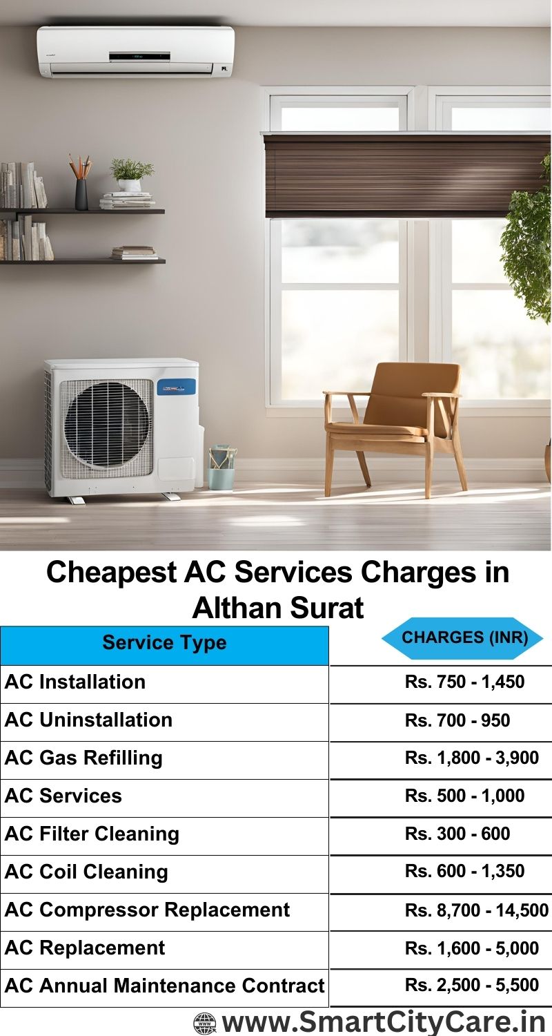 AC Services charges list in  Althan, Surat