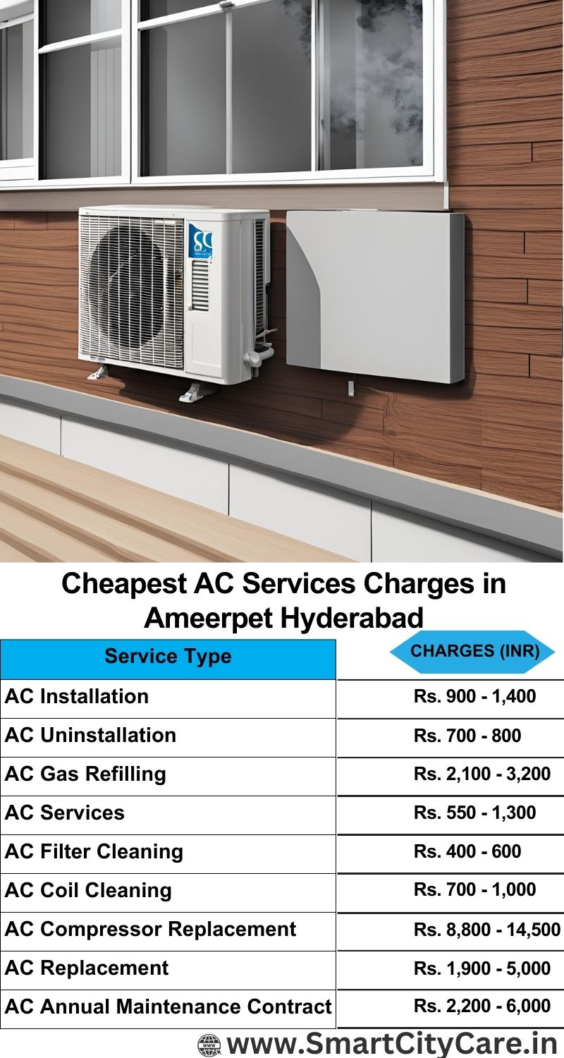 AC Services charges list in Ameerpet, Hyderabad