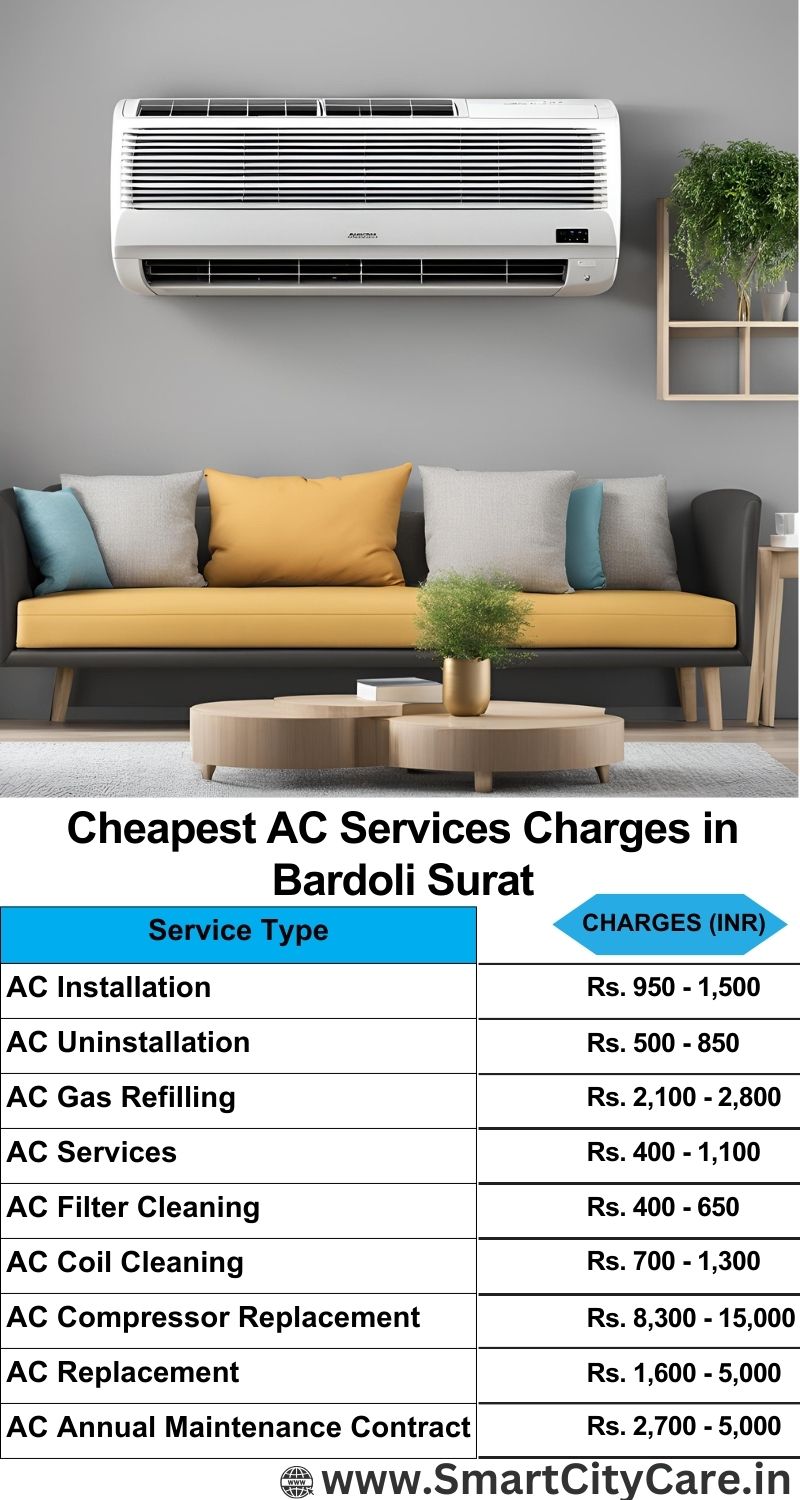 AC Services charges list in  Bardoli, Surat