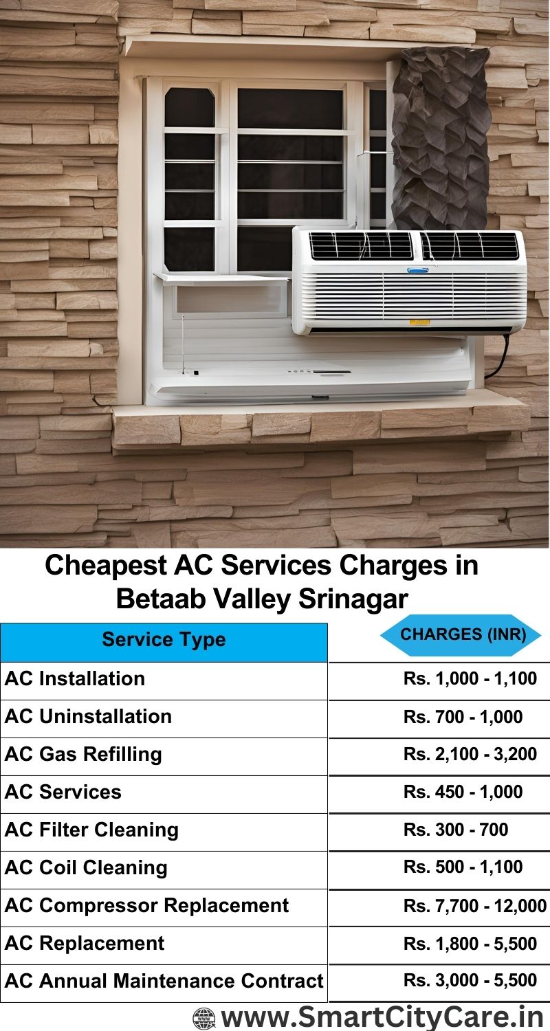 AC Services charges list in  Betaab Valley, Srinagar