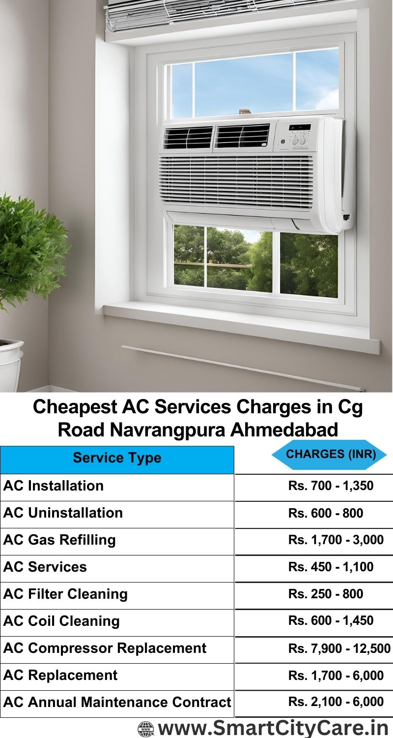 AC Services charges list in CG Road, Navrangpura, Ahmedabad