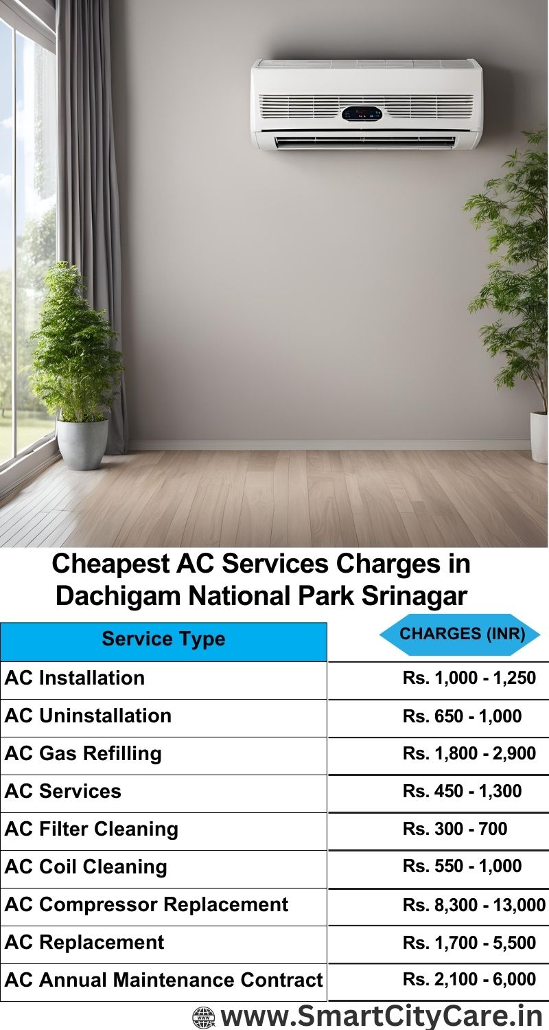 AC Services charges list in  Dachigam National Park, Srinagar