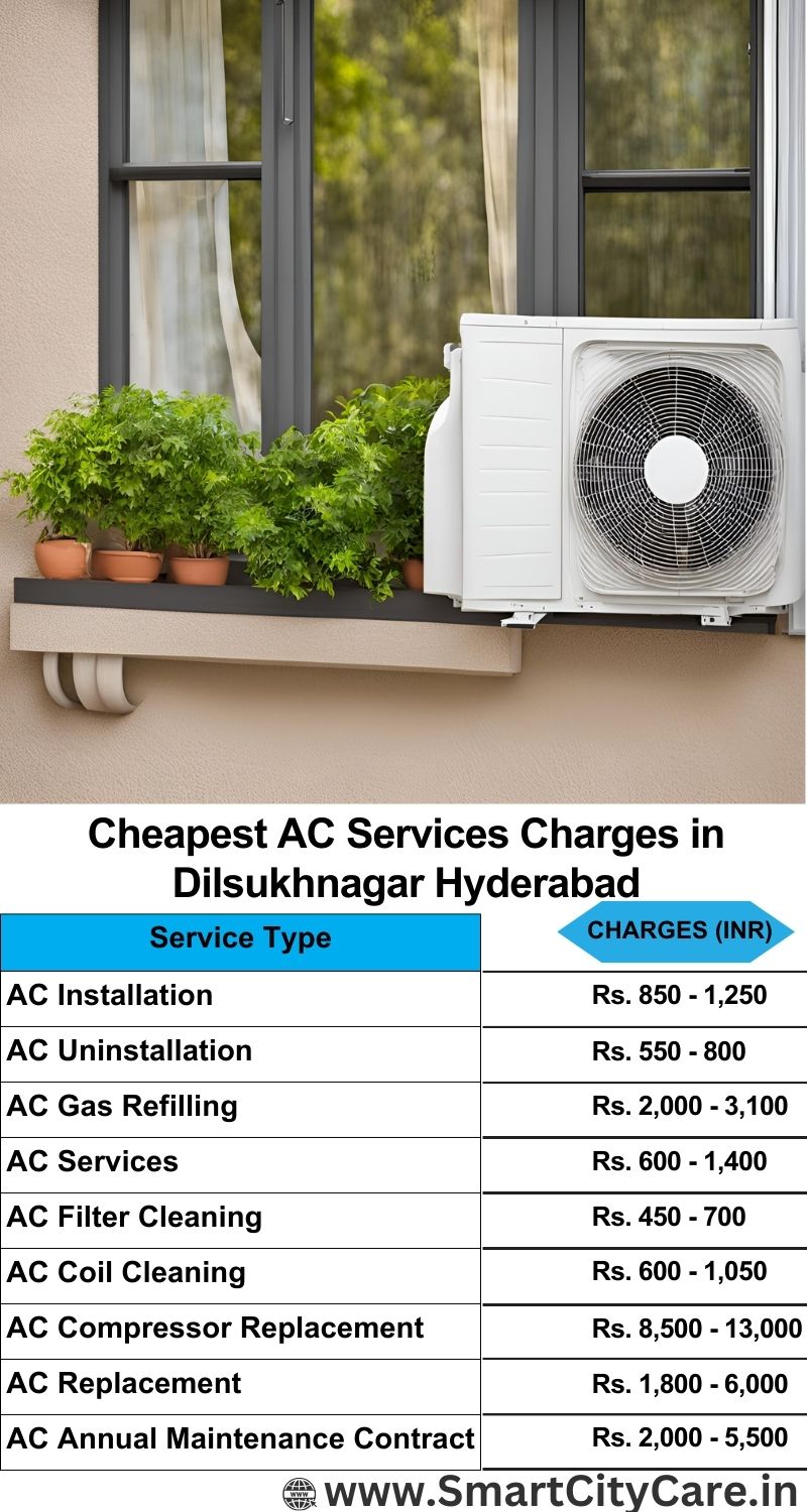 AC Services charges list in Dilsukhnagar, Hyderabad