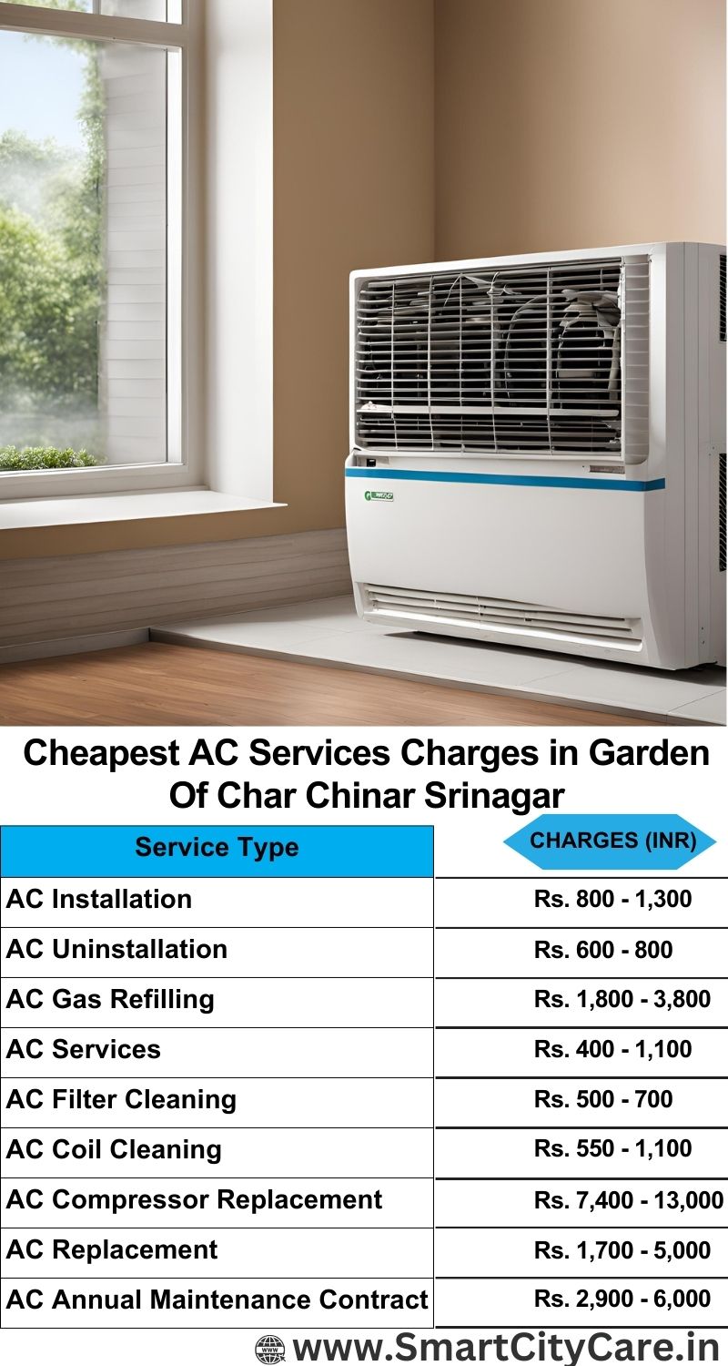 AC Services charges list in  Garden Of Char Chinar, Srinagar