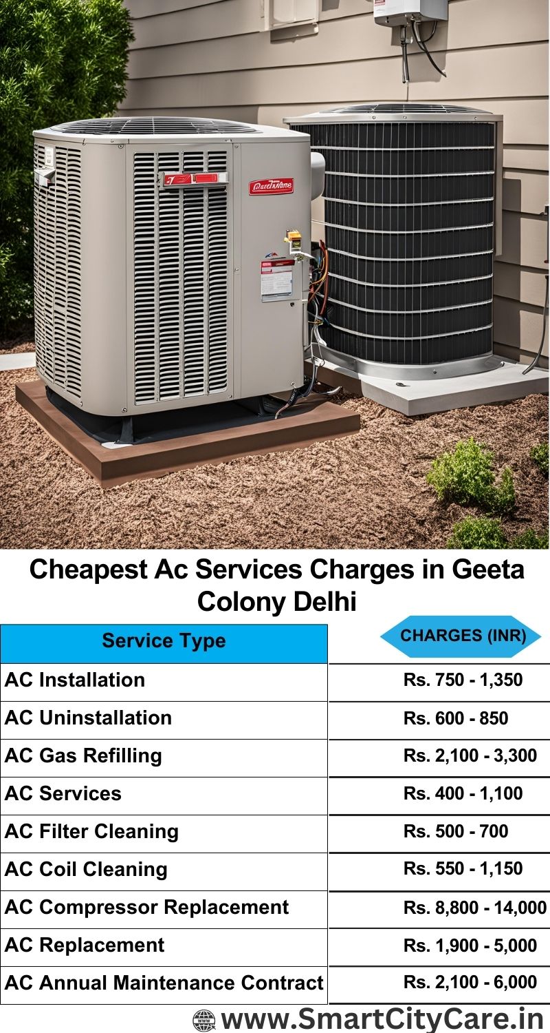 AC Services charges list in  Geeta Colony, Delhi