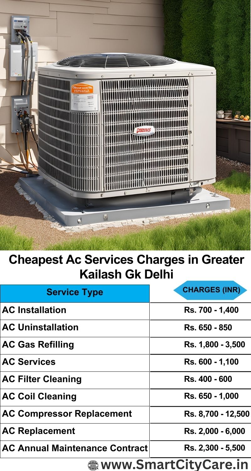 AC Services charges list in  Greater Kailash gk, Delhi