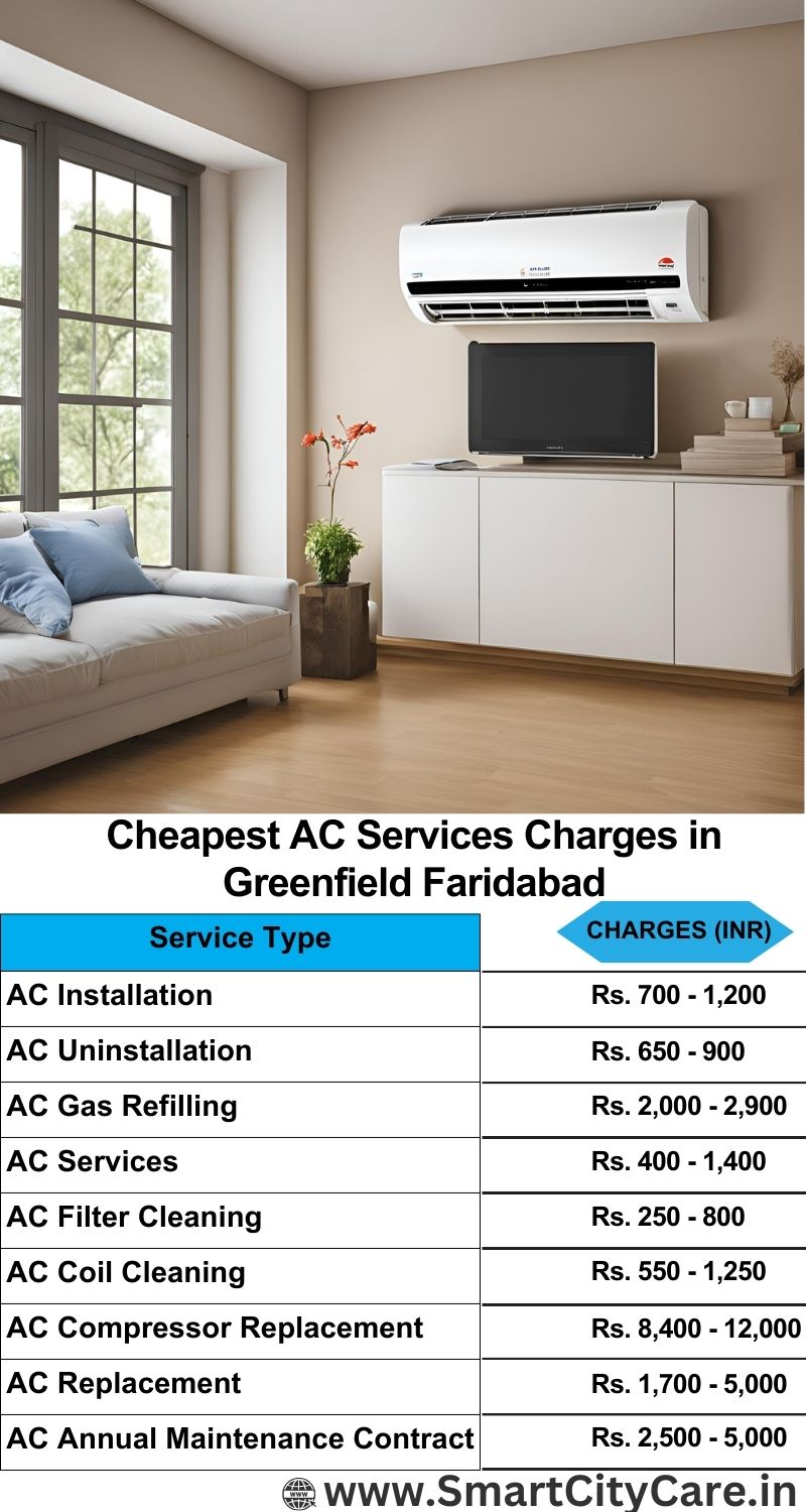 AC Services charges list in  Greenfield, Faridabad