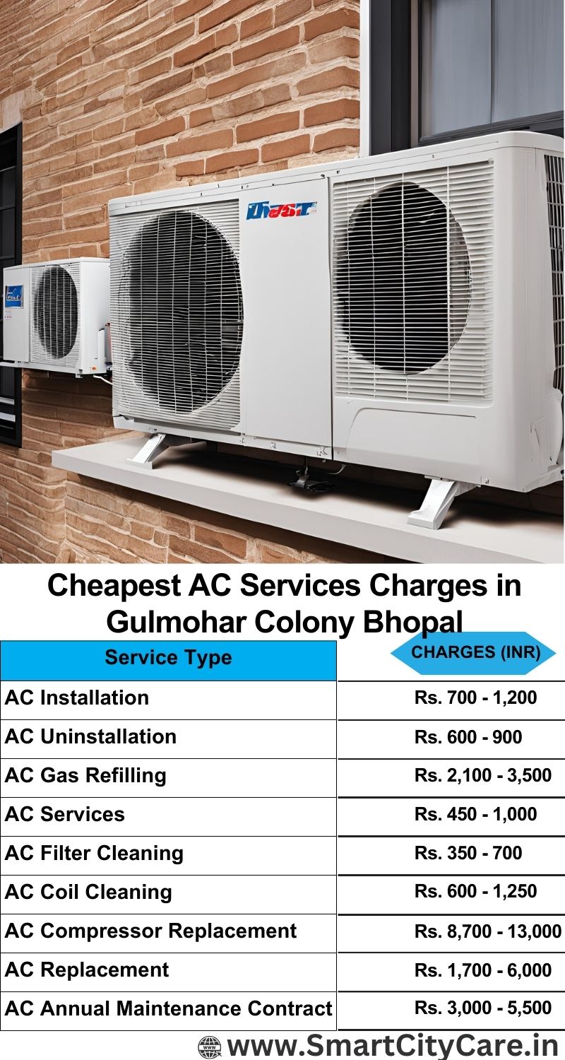 AC Services charges list in  Gulmohar Colony, Bhopal