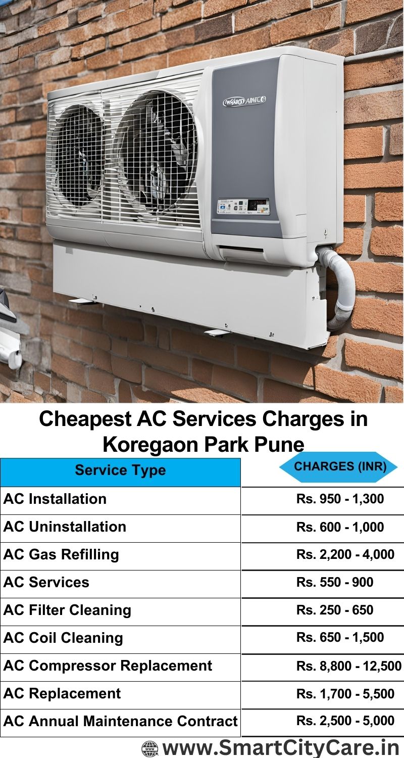 AC Services charges list in Koregaon Park, Pune