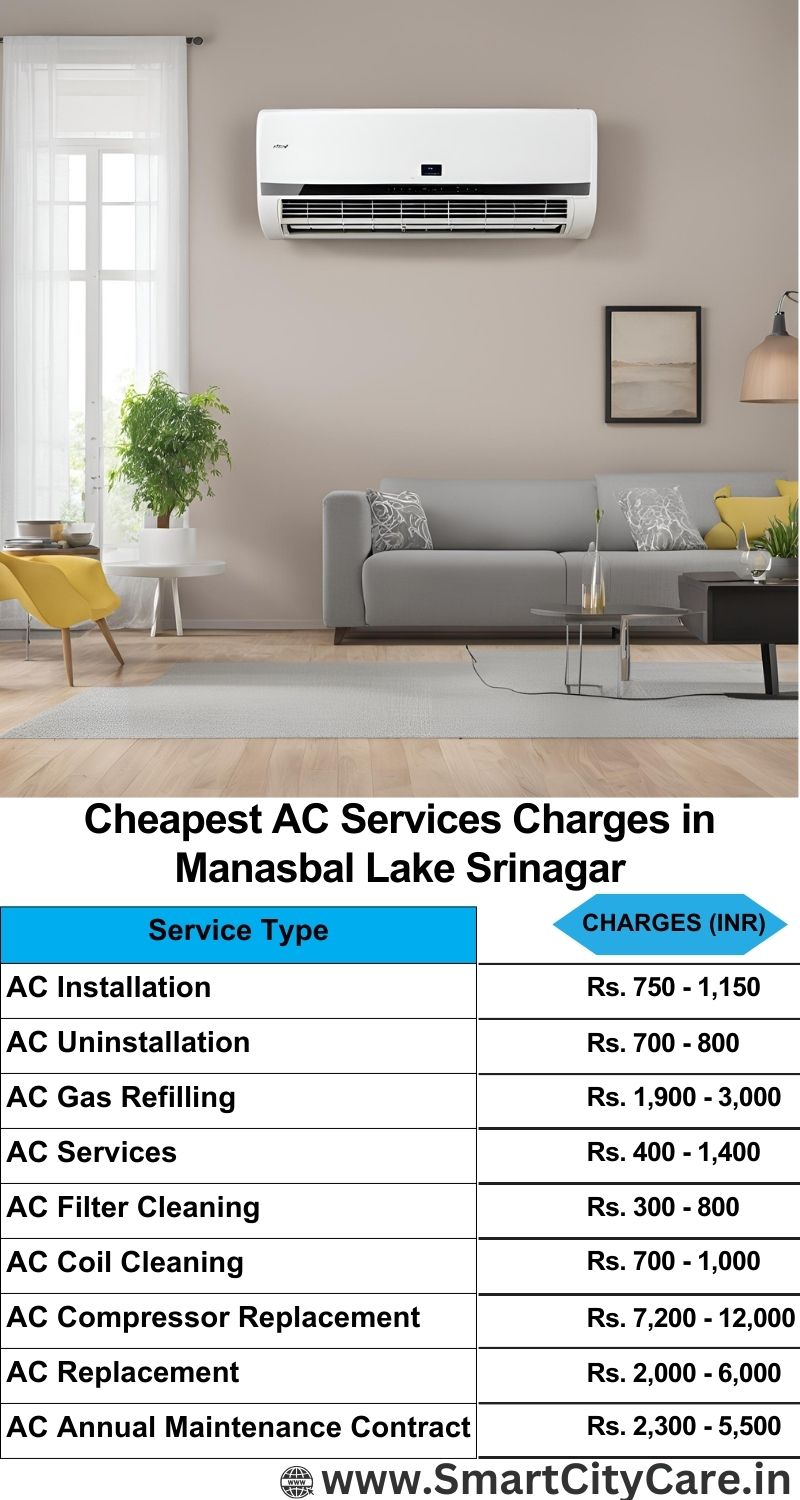 AC Services charges list in  Manasbal Lake, Srinagar