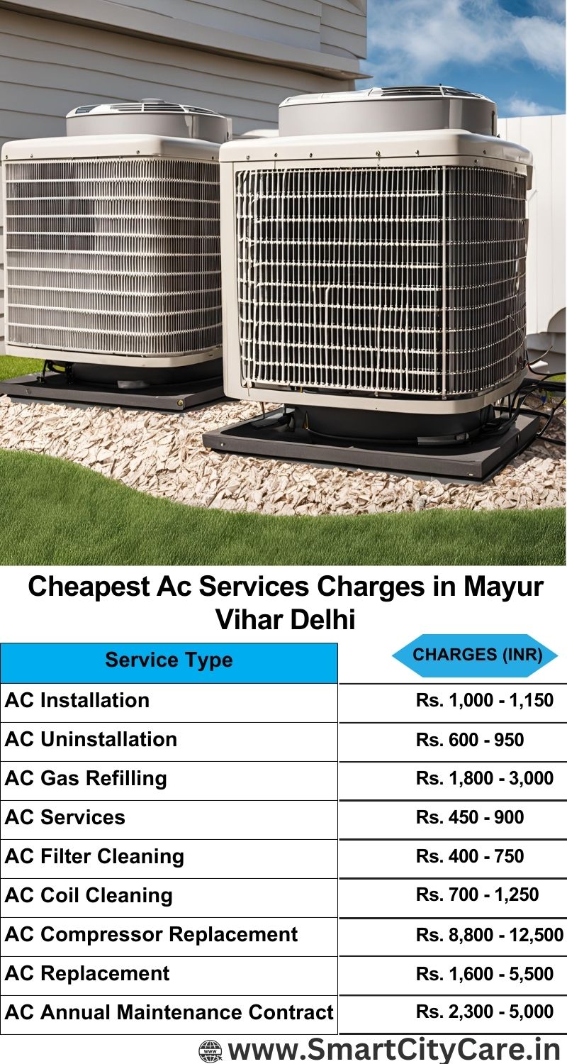 AC Services charges list in  Mayur Vihar, Delhi