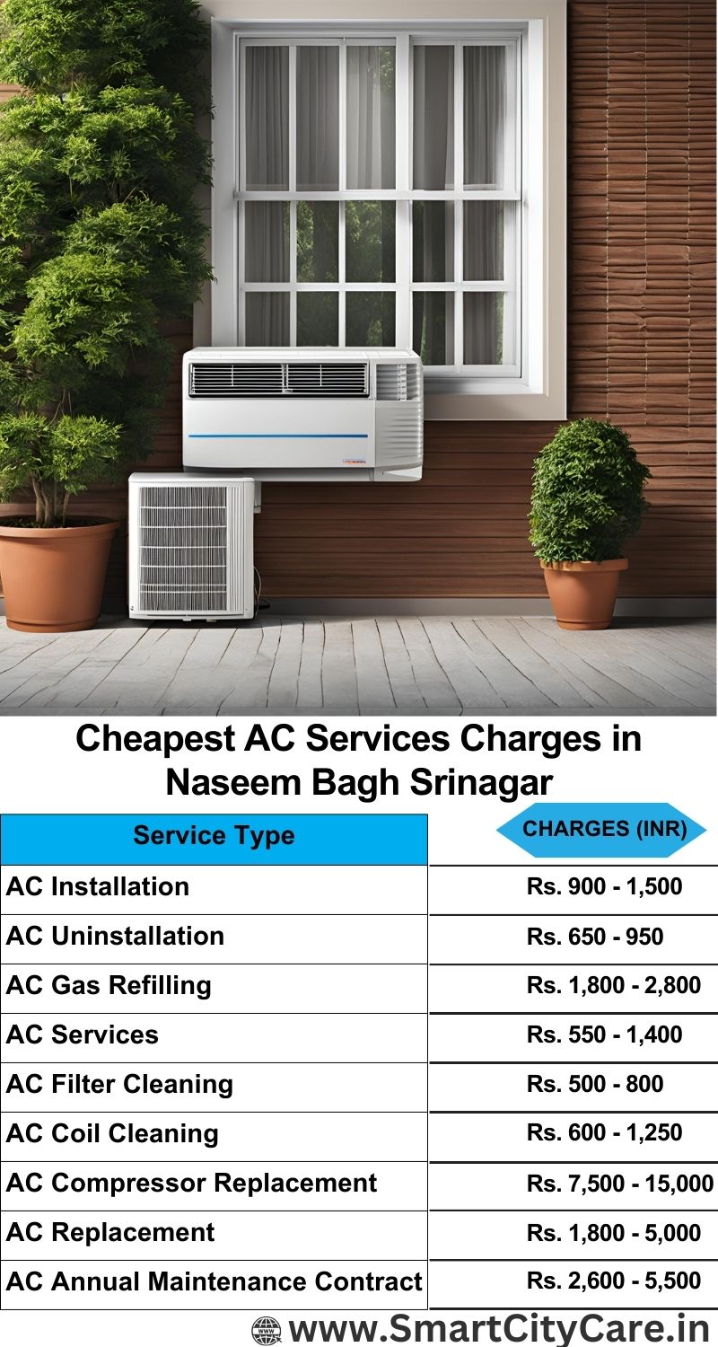 AC Services charges list in  Naseem Bagh, Srinagar