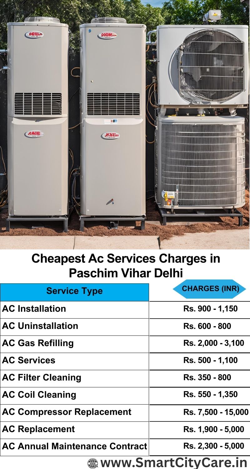 AC Services charges list in  Paschim Vihar, Delhi