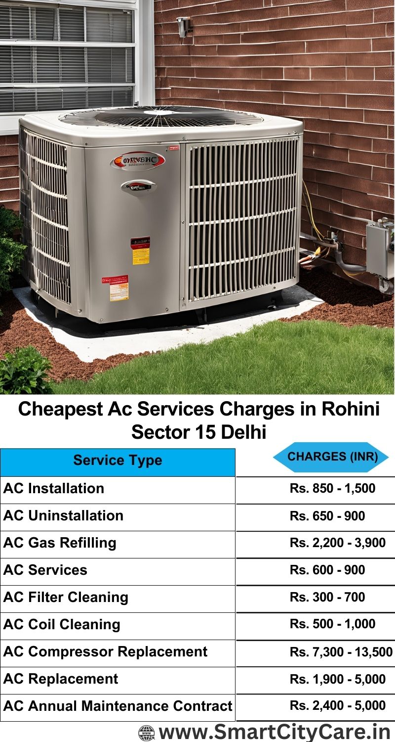 AC Services charges list in  Rohini Sector 15, Delhi