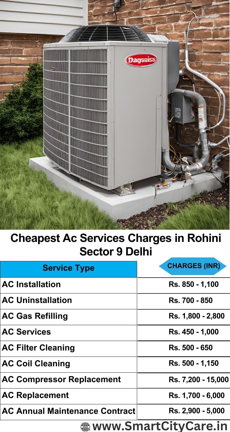 AC Services charges list in  Rohini Sector 9, Delhi