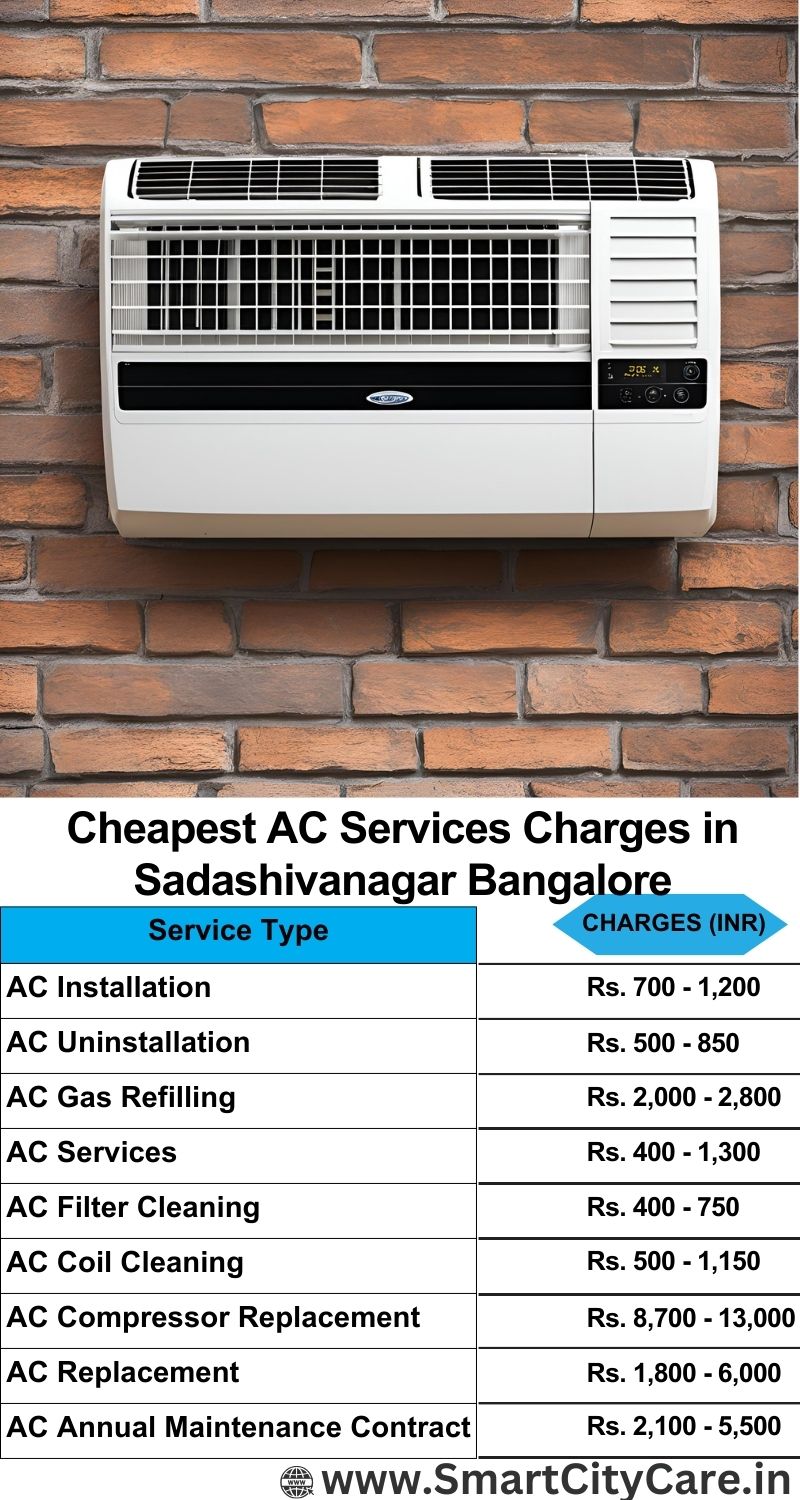 AC Services charges list in  Sadashivanagar, Bangalore