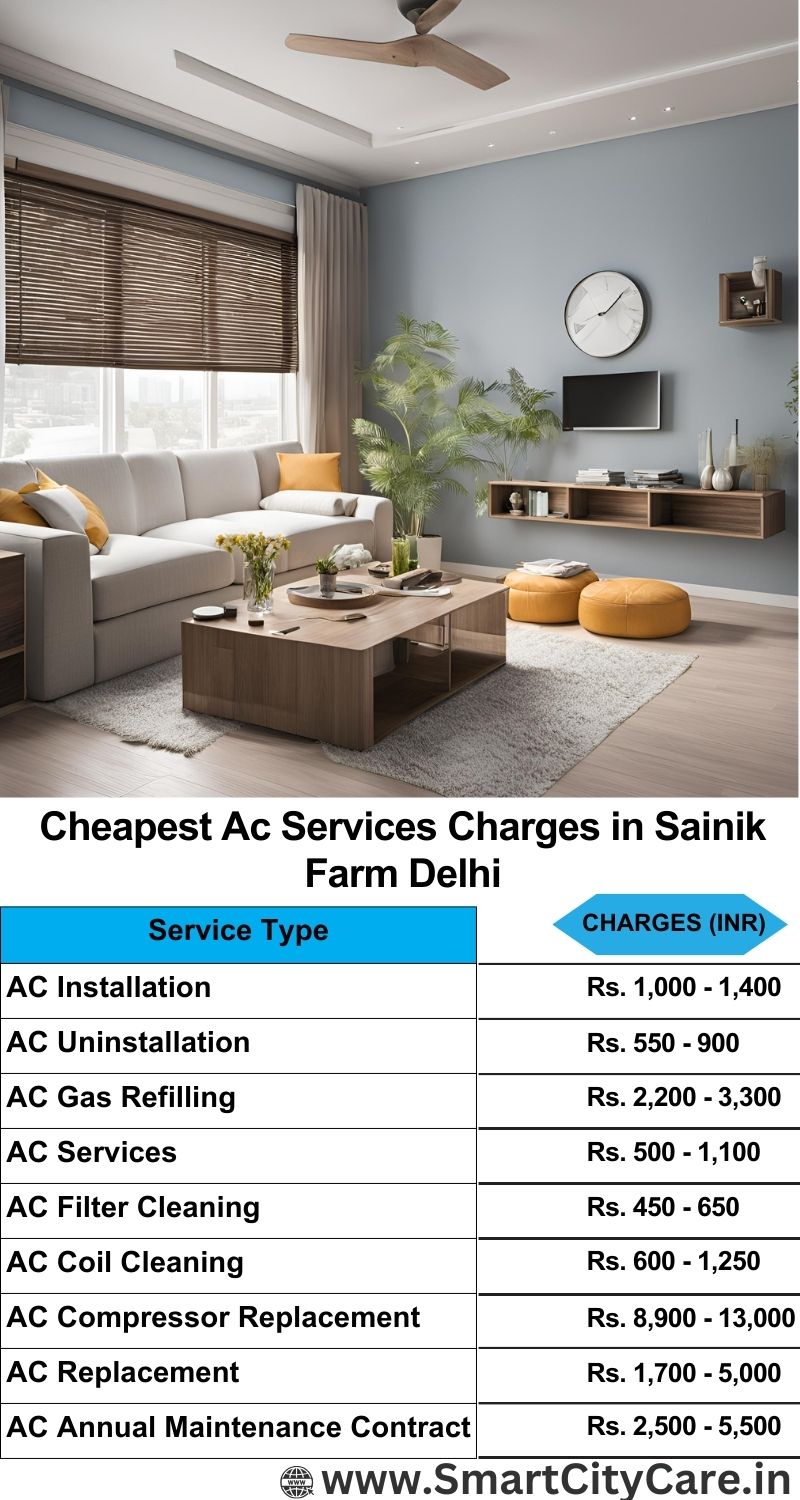 AC Services charges list in  Sainik Farm, Delhi