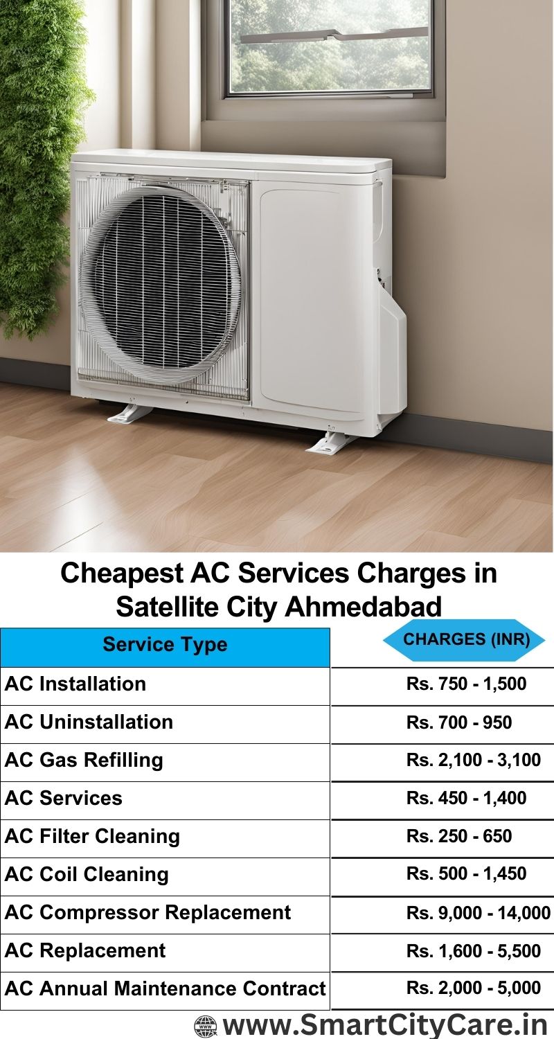 AC Services charges list in Satellite City, Ahmedabad