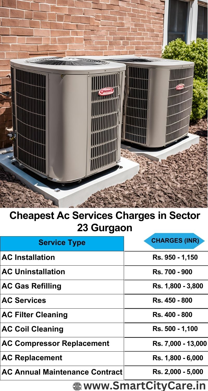 AC Services charges list in  Sector 23, Gurgaon