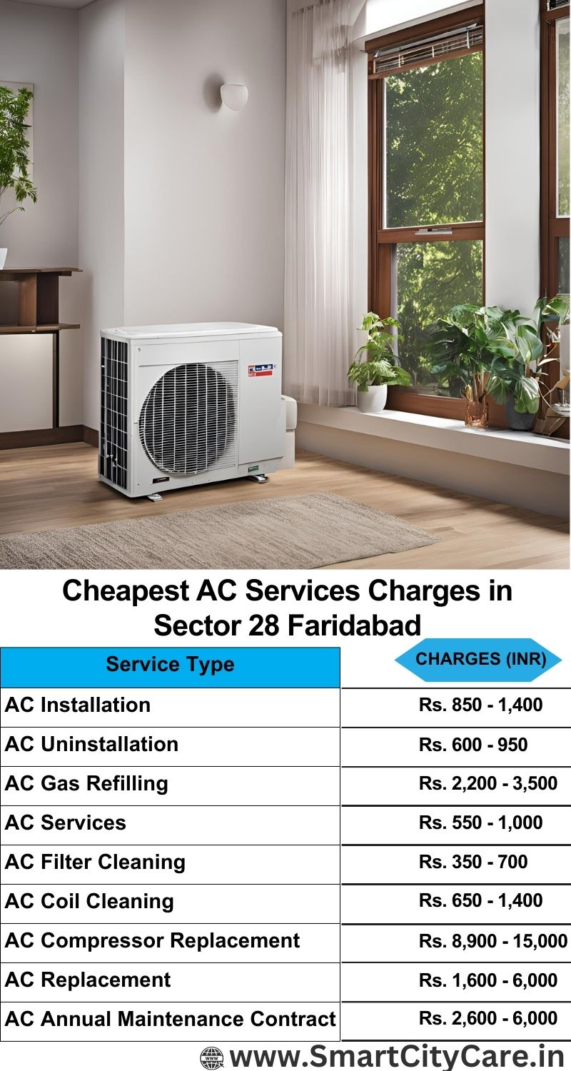 AC Services charges list in  Sector 28, Faridabad