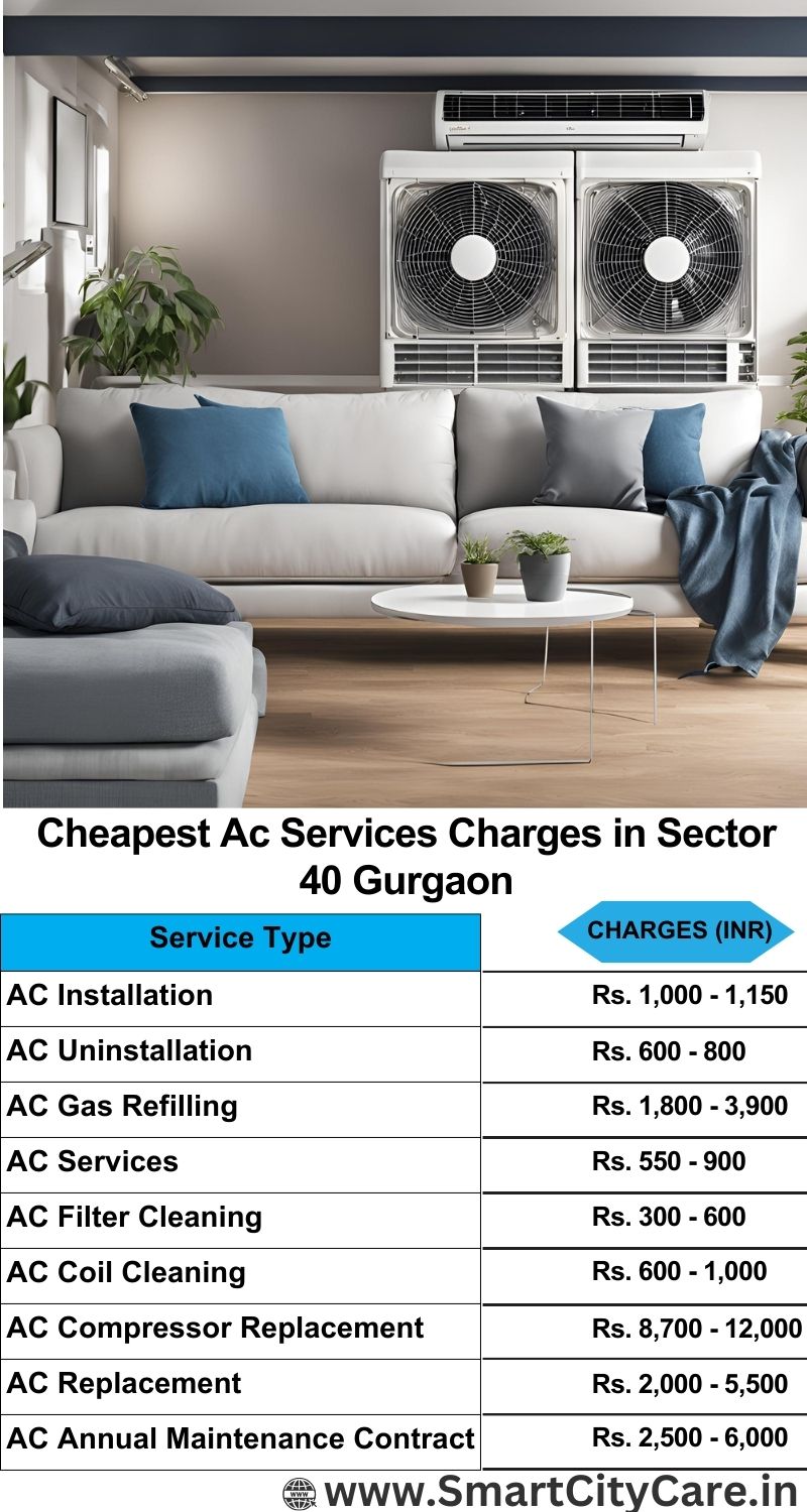 AC Services charges list in  Sector 40, Gurgaon