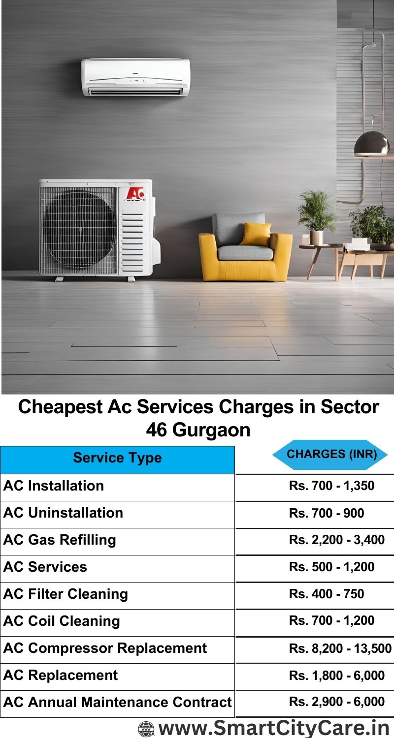 AC Services charges list in  Sector 46, Gurgaon