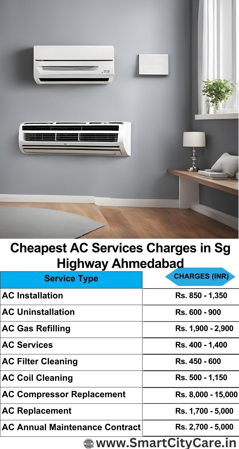 AC Services charges list in  SG Highway, Ahmedabad