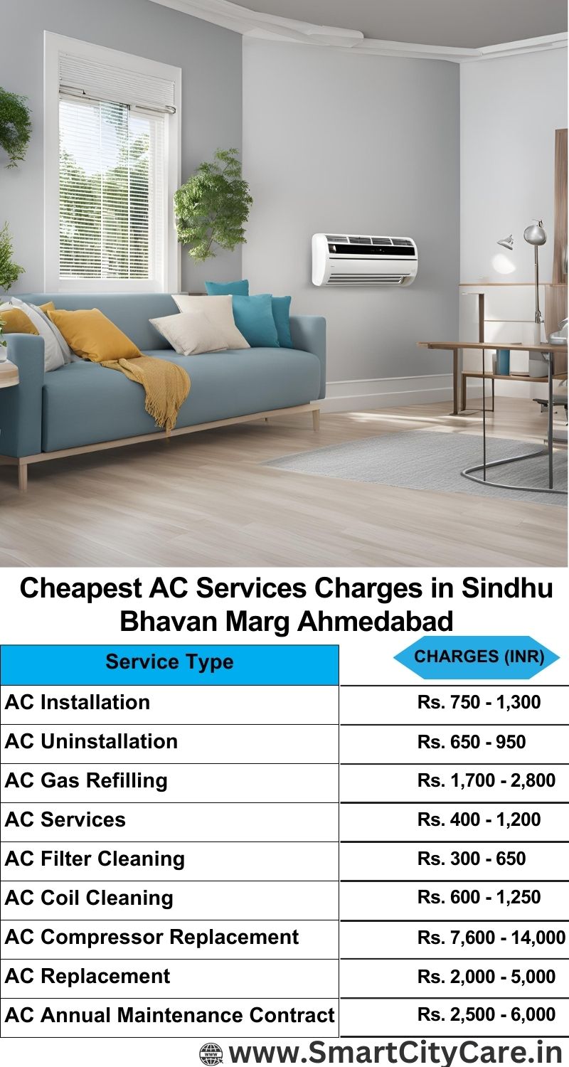 AC Services charges list in  Sindhu Bhavan Marg, Ahmedabad